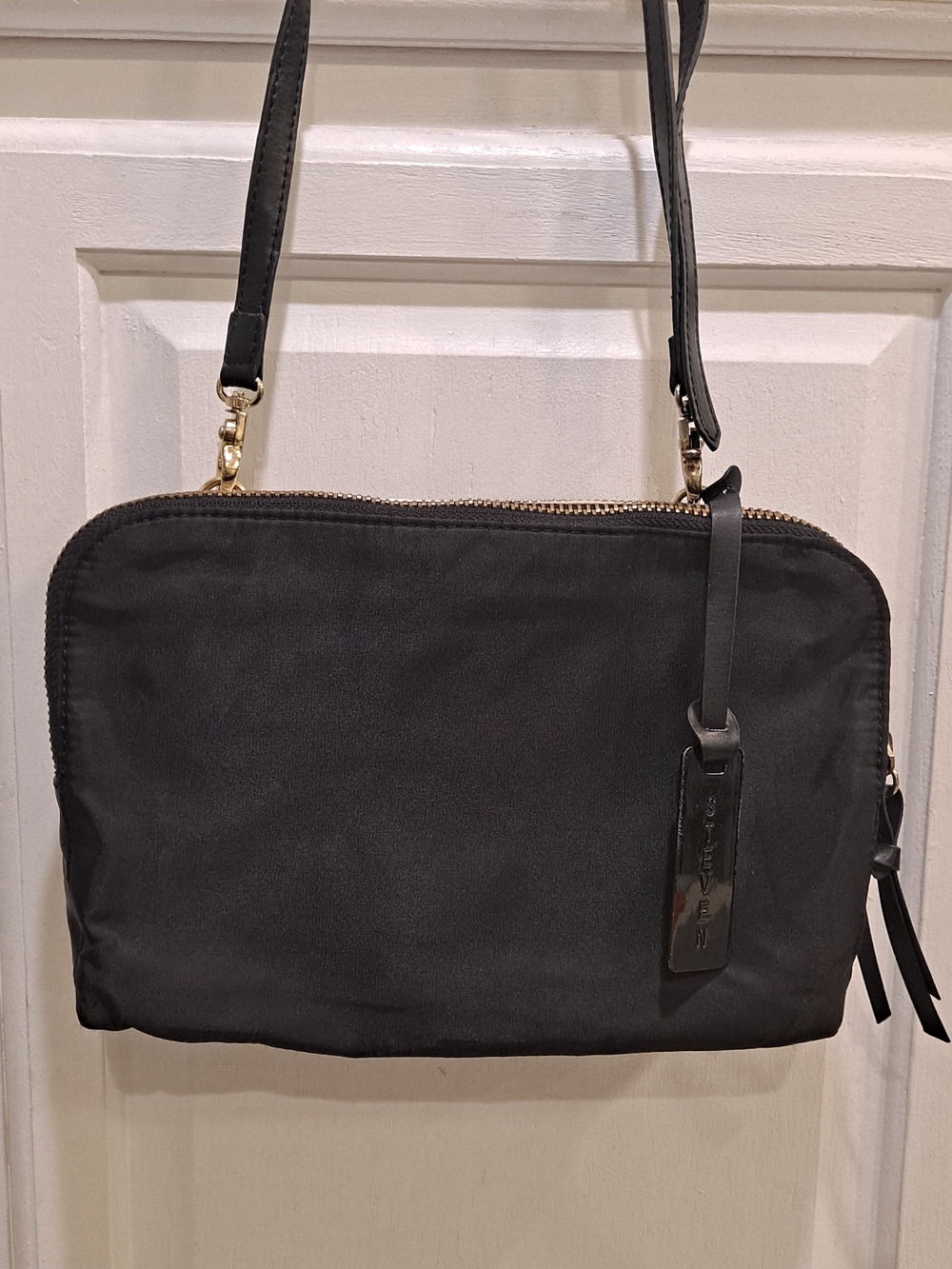 Steven By Steve Madden Black Ivory Crossbody Nylon Accordion Casual Bag